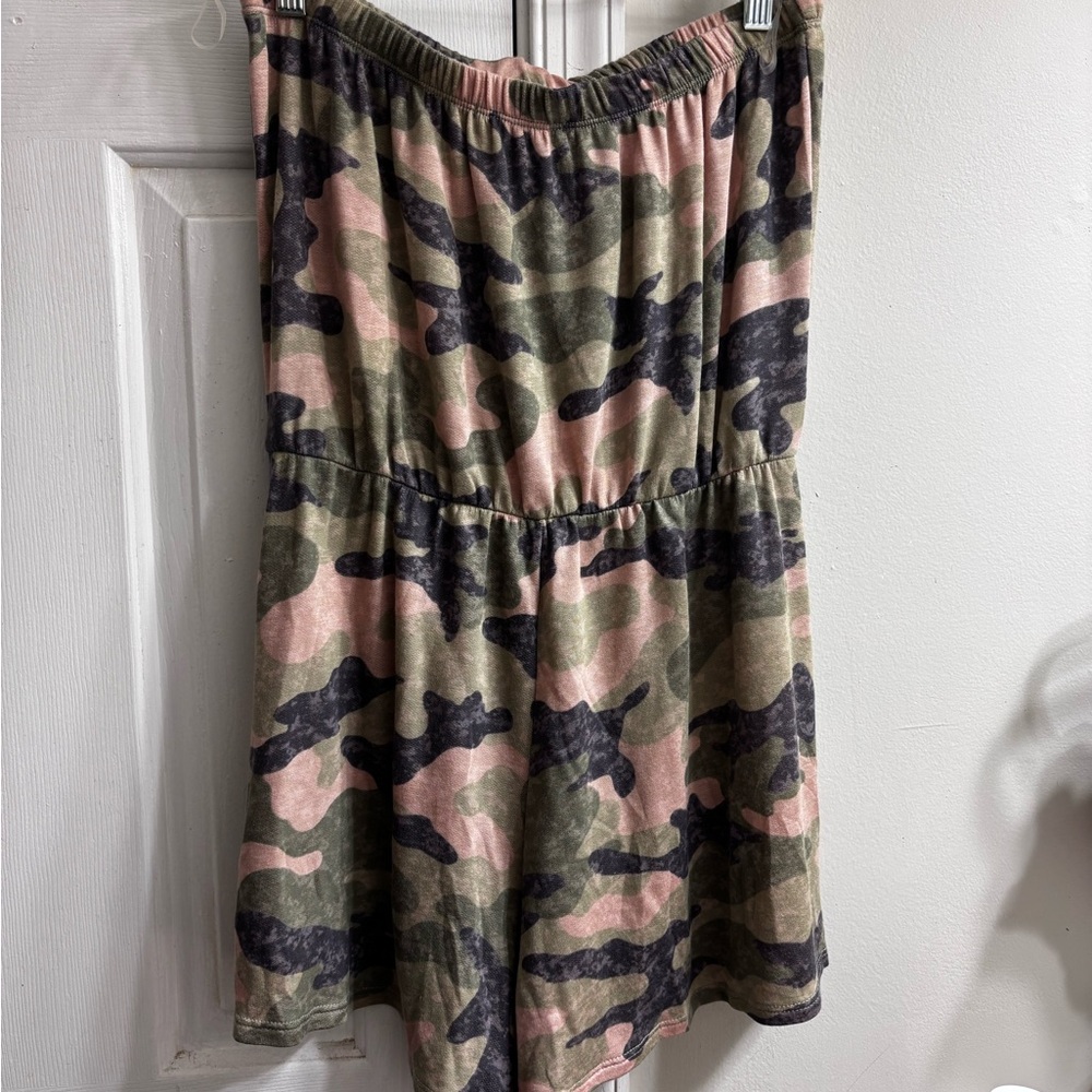 Camo Print Strapless Dress
